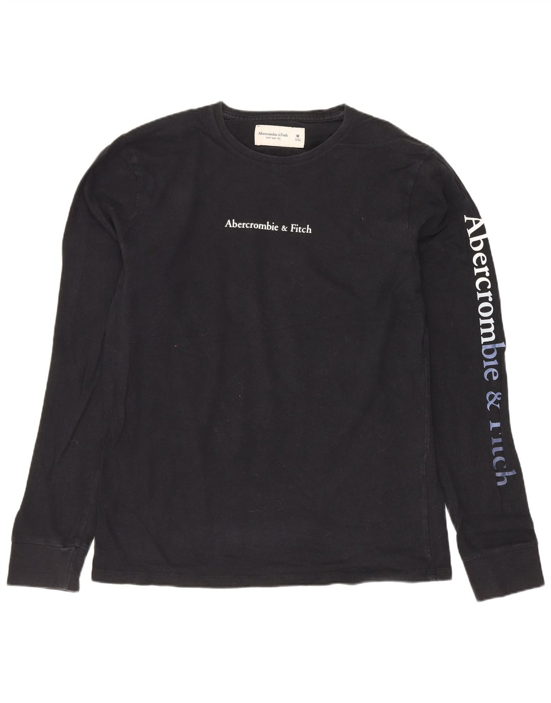 Abercrombie & Fitch Hombre Top gráfico manga larga algodón negro medio