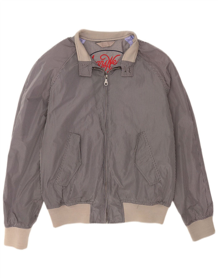 Benetton Cazadora Bomber para Hombre UK 44 2XL Algodón A Cuadros Azul Marino
