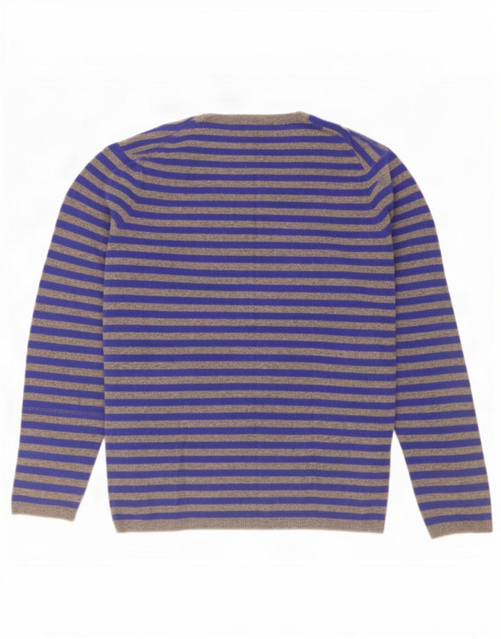 Gap Jersey con Cuello en V para Hombre de Lana de Cordero a Rayas Azul Grande