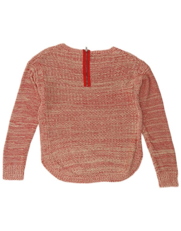 Marks & Spencer Suéter con Cuello en V para Mujer UK 10 Small Rojo Moteado
