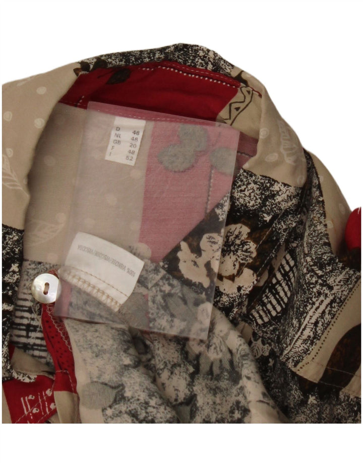 VINTAGE Blusa camisa mujer Reino Unido 20 2XL Viscosa floral multicolor