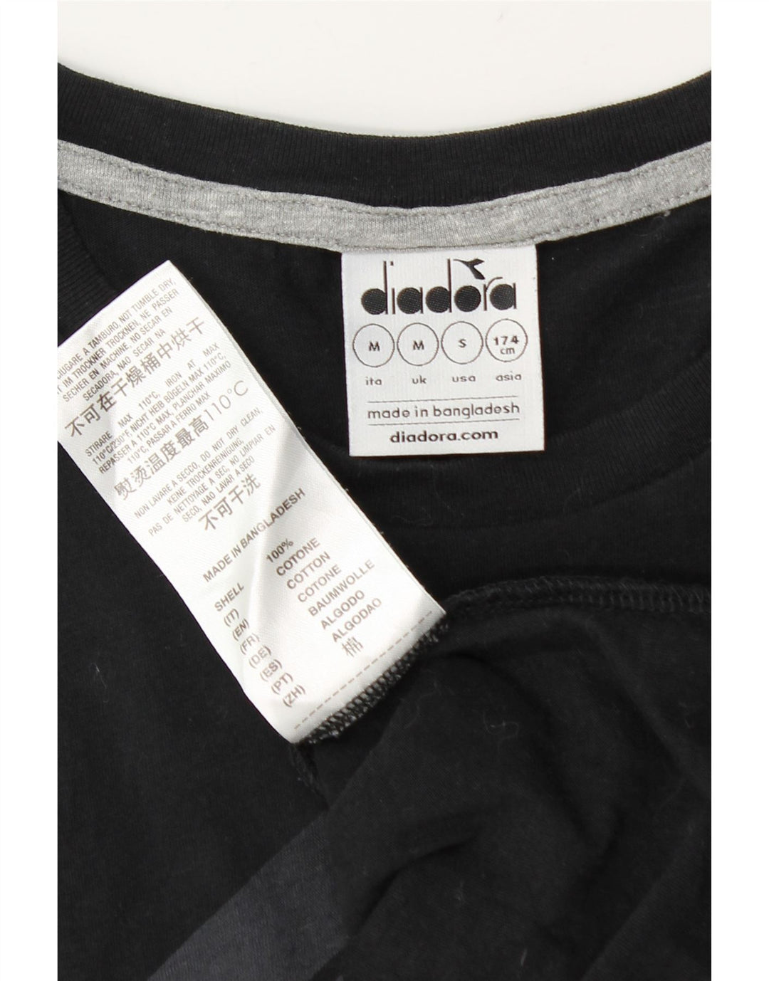 Diadora Hombre Camiseta Gráfica Top Medium Negro Algodón