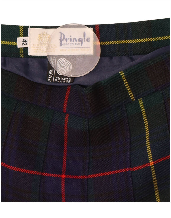 Pringle Falda Plisada Cuchillo Para Mujer EU 42 Large W30 Azul Marino A Cuadros