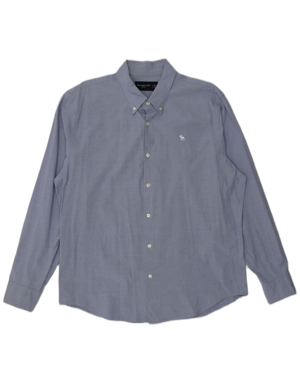 Abercrombie & Fitch Camisa elástica para hombre XL Algodón a rayas azules