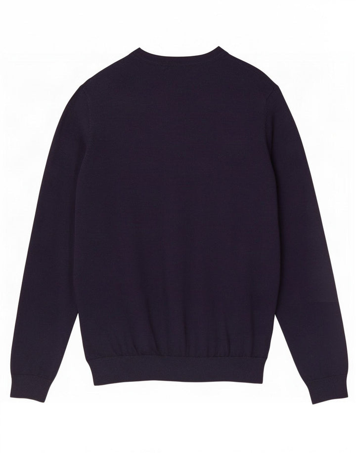 Marks & Spencer Jersey con Cuello Barco para Hombre Lana Merino Azul Marino Medio