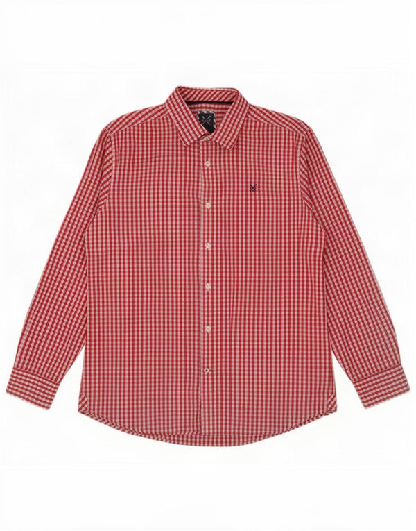 Crew Clothing Camisa de corte clásico para hombre XL Algodón a cuadros rojo