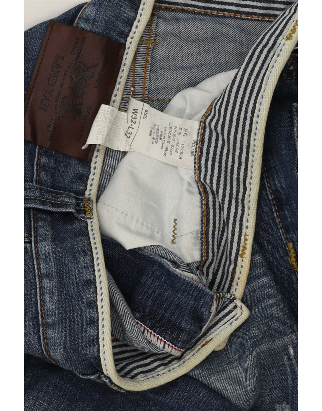 Vintage hombres desgastados pantalones cortos de mezclilla W32 algodón azul medio