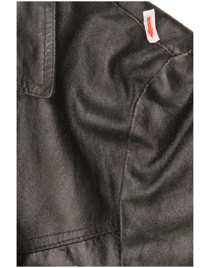 Vintage chaqueta de cuero para hombre Reino Unido 38 cuero negro medio