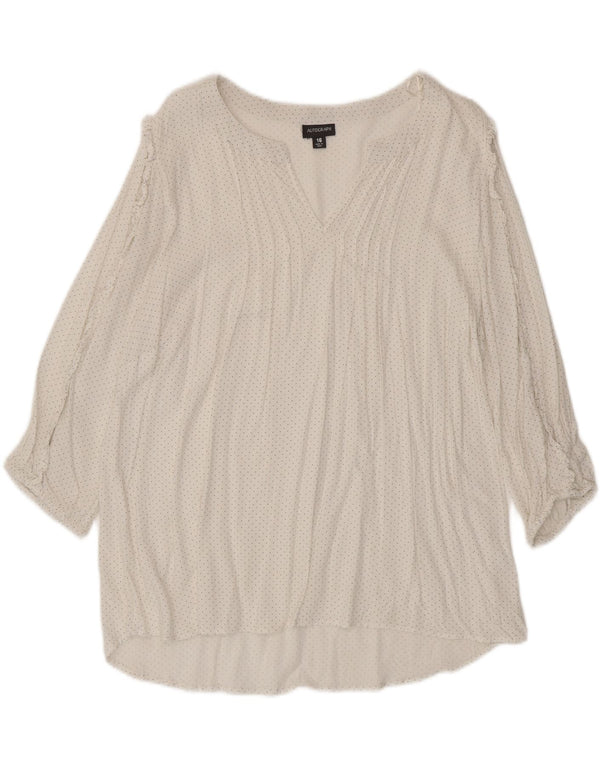 Autograph Blusa de manga 3/4 para mujer UK 46 Large White Spotted Viscose