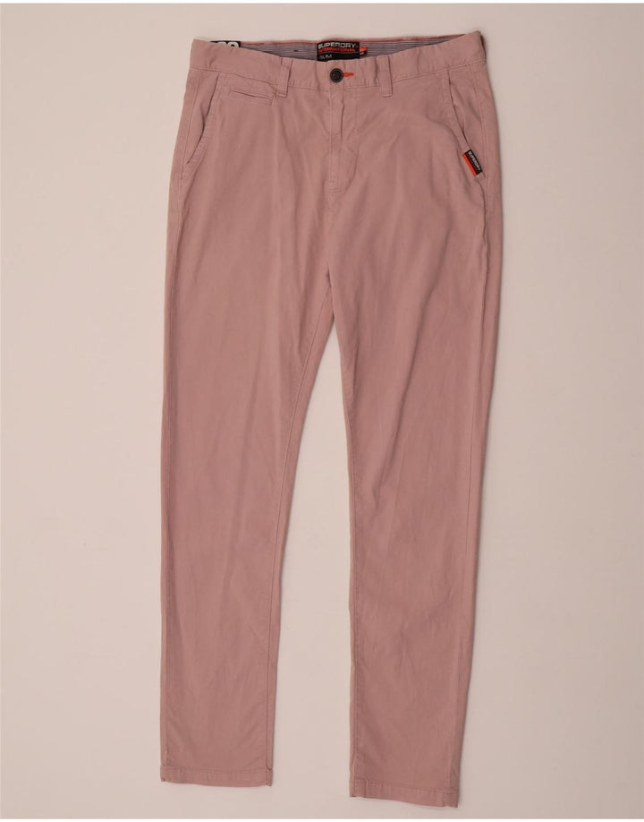 Superdry Pantalón chino ajustado para hombre W33 L32 Algodón rosa