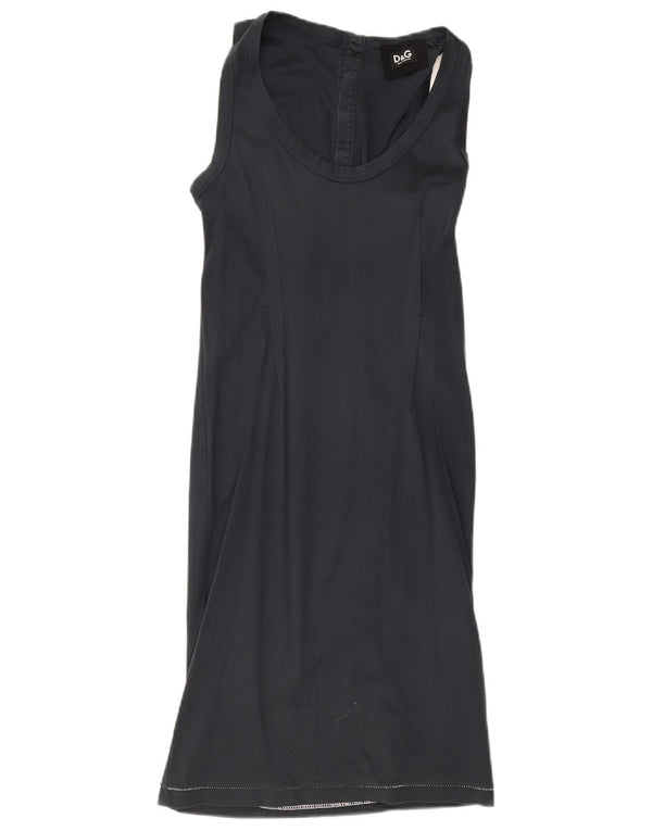 Dolce & Gabbana Vestido tipo camiseta sin mangas para mujer UK 8 Small Algodón azul marino