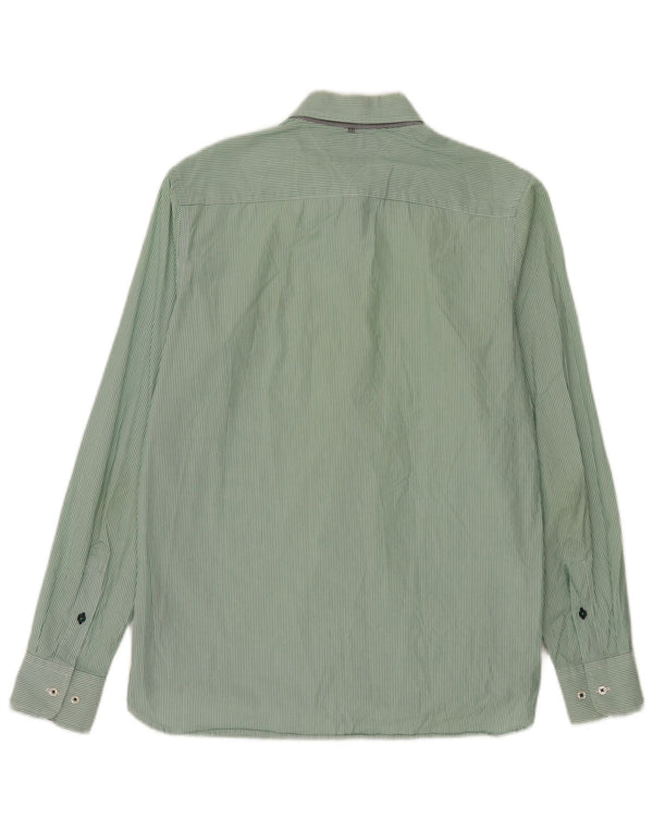Tommy Hilfiger Mens Custom Fit Shirt Small Green Striped Cotton