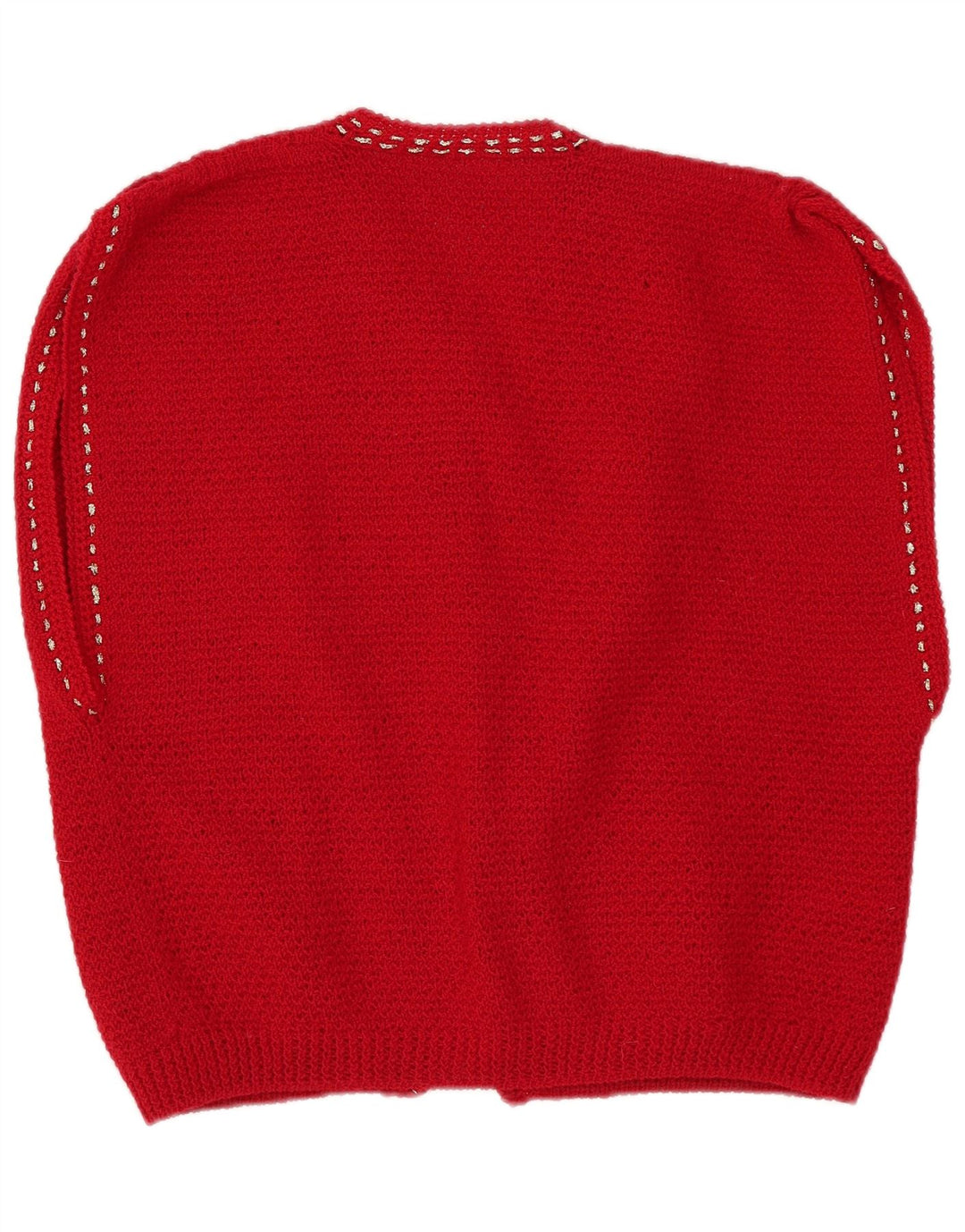 Vintage mujer manga corta abierto cardigan suéter Reino Unido 12 rojo medio