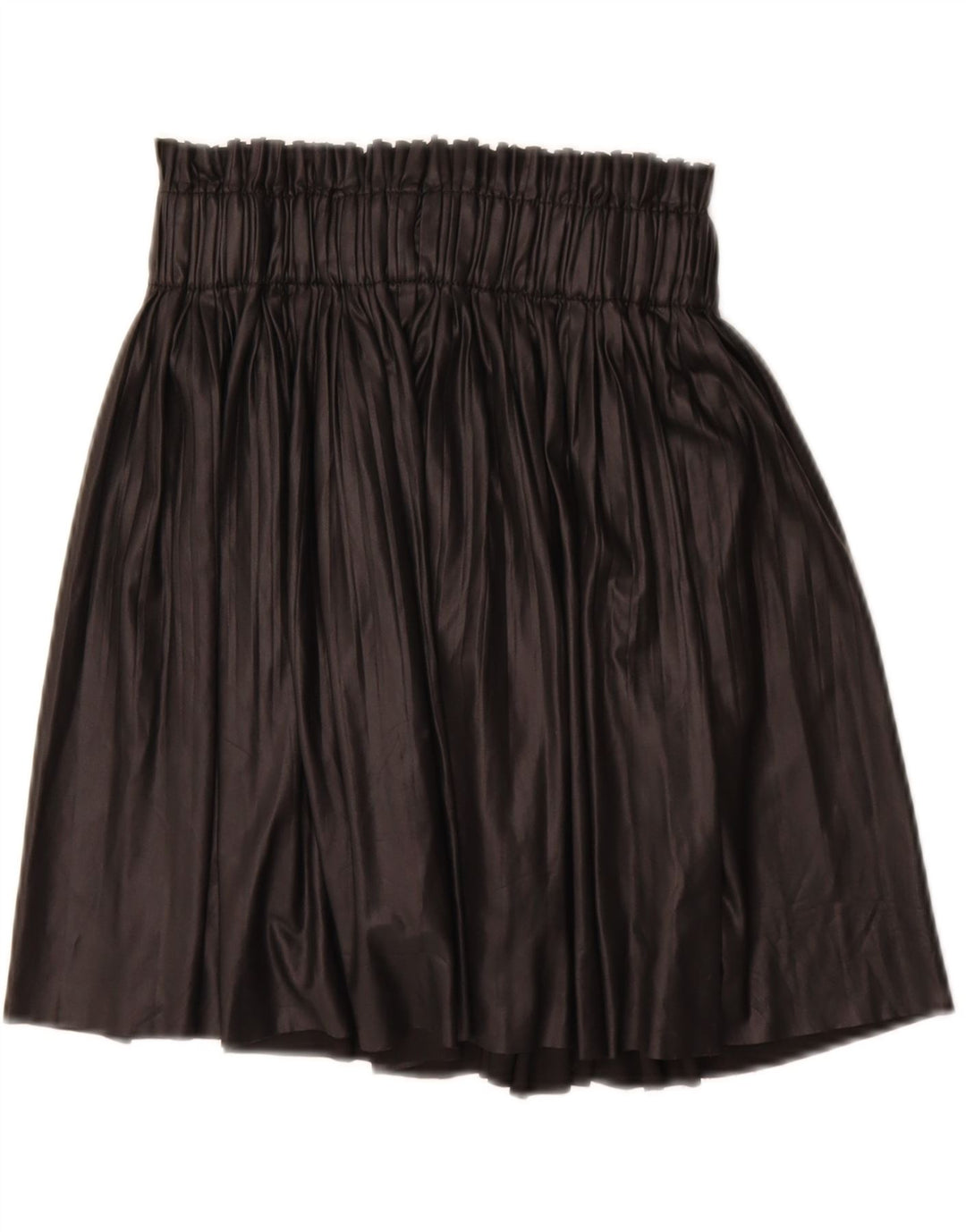 ZARA Mujer Falda Plisada Small W26 Poliéster Negro