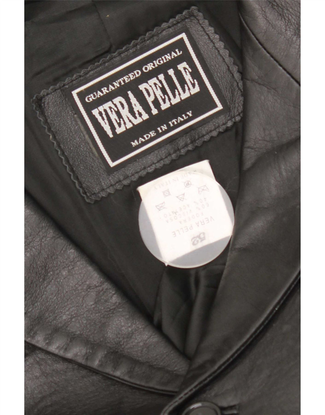Chaqueta de cuero vintage para hombre IT 52 XL Negro