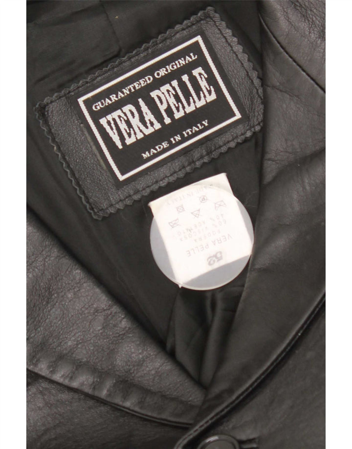 Chaqueta de cuero vintage para hombre IT 52 XL Negro
