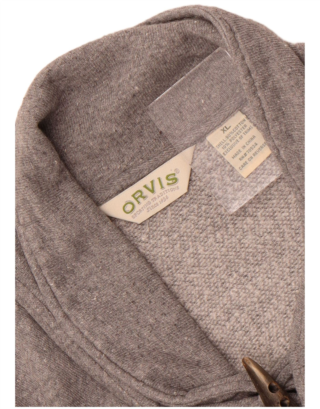 Orvis - Sudadera con cuello chal para hombre, talla XL, algodón gris