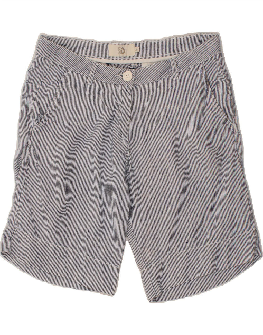 DACK'S Womens Chino Shorts IT 44 Medium W32 Blue Pinstripe Linen Vintage Dack's and Second-Hand Dack's from Messina Hembry 