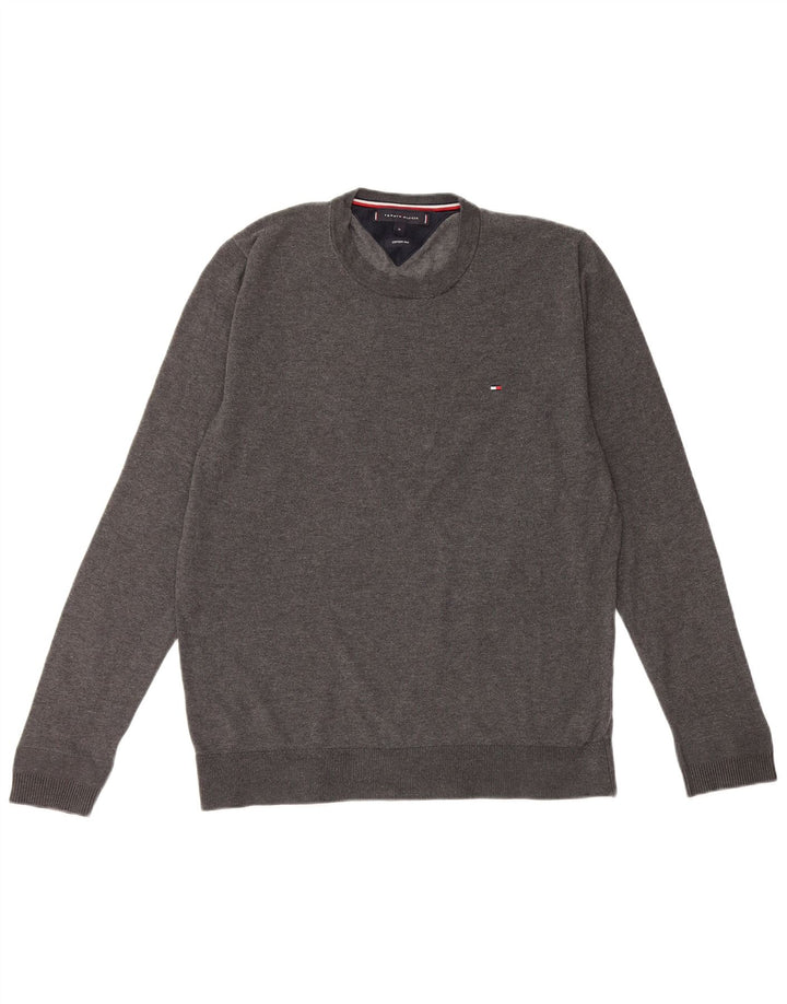 TOMMY HILFIGER Jersey de cuello redondo para hombre de algodón gris medio