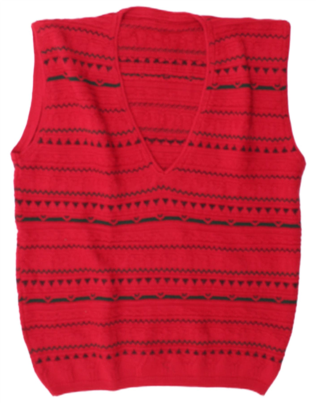 Vintage Hombres Chaleco Tank Top XL Rojo Geométrico