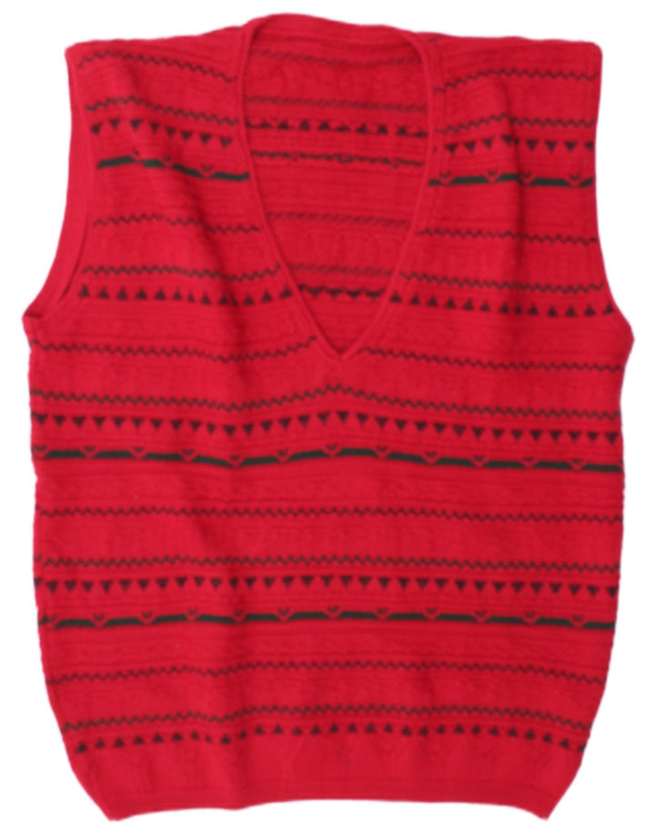 Vintage Hombres Chaleco Tank Top XL Rojo Geométrico