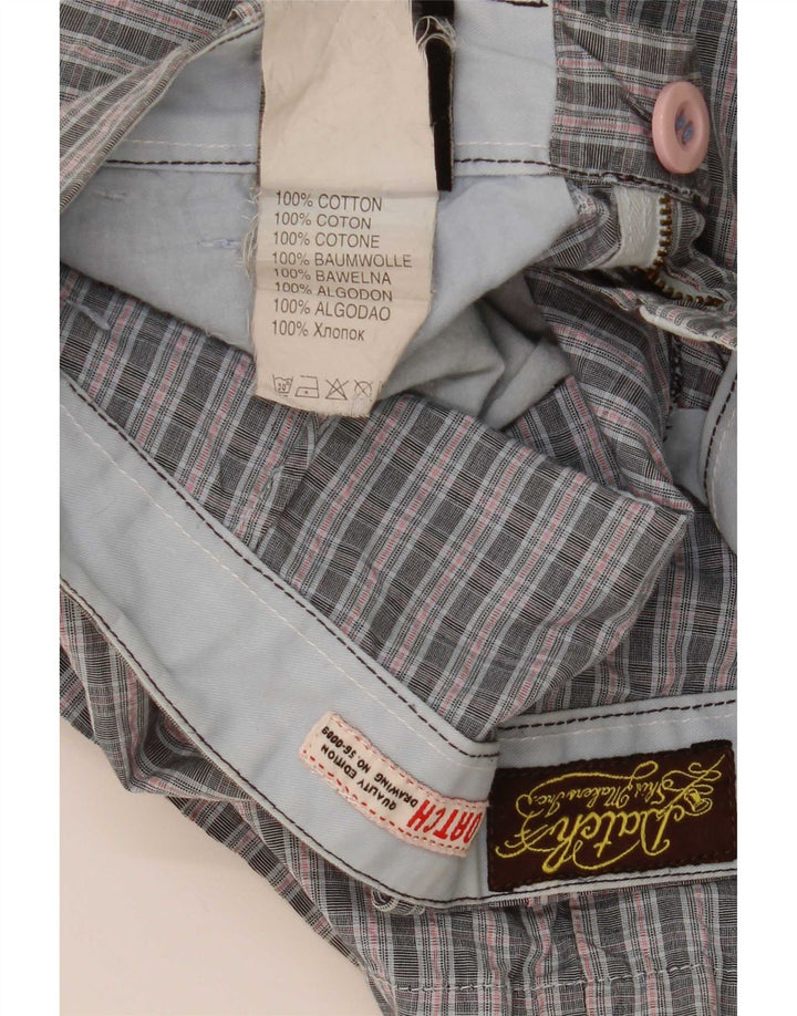 Pantalones cortos chinos Datch para hombre W28 Algodón a cuadros gris pequeño