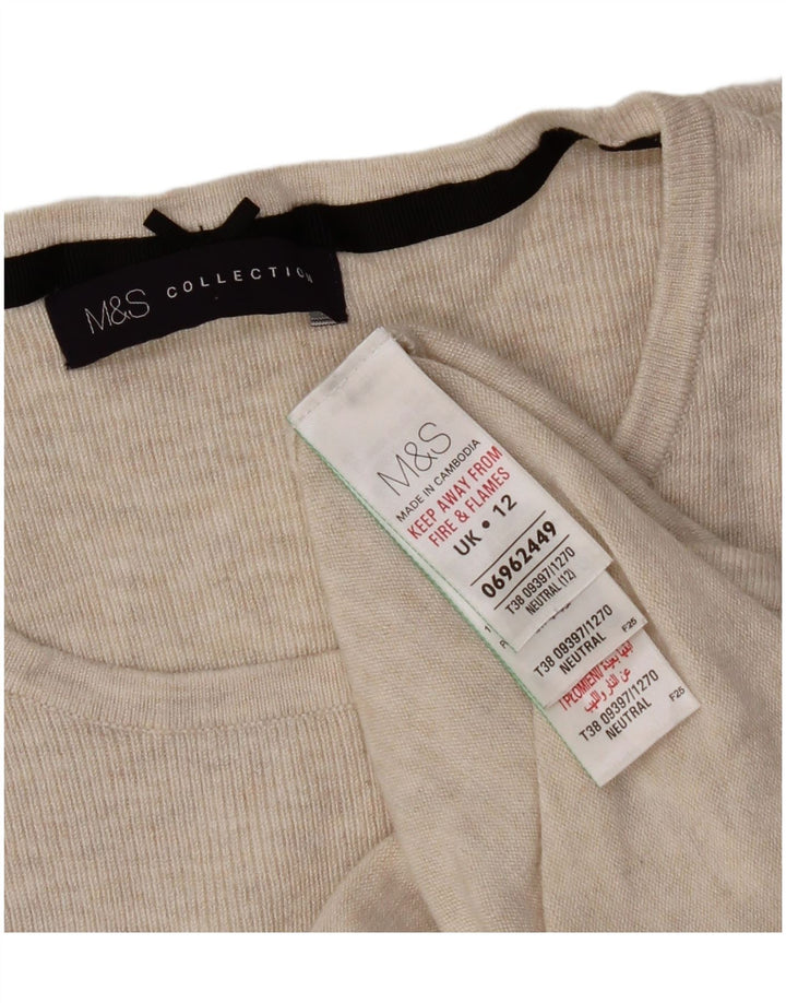 Marks & Spencer Top para mujer manga 3/4 UK 42 Viscosa moteada beige mediana