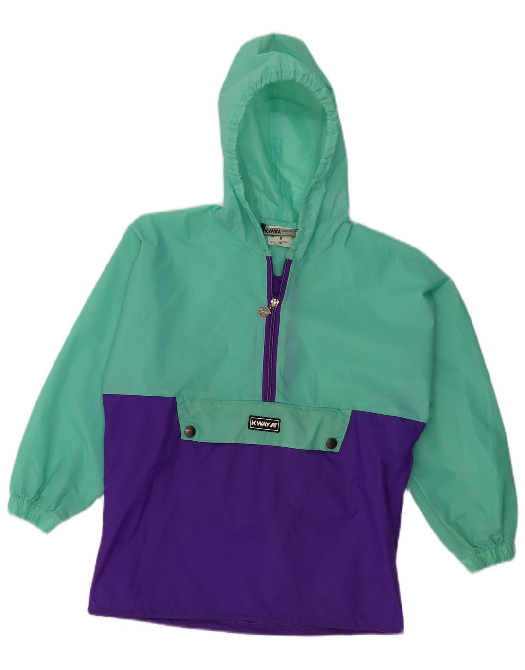 K-WAY Chaqueta impermeable con capucha para niña 8-9 años Verde Colorblock