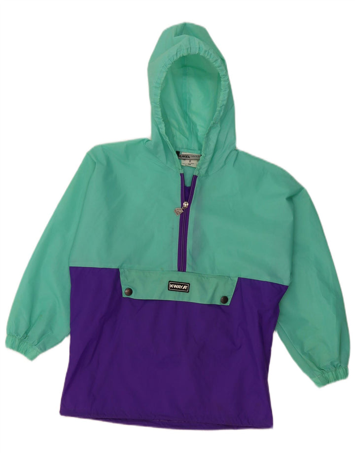 K-WAY Chaqueta impermeable con capucha para niña 8-9 años Verde Colorblock