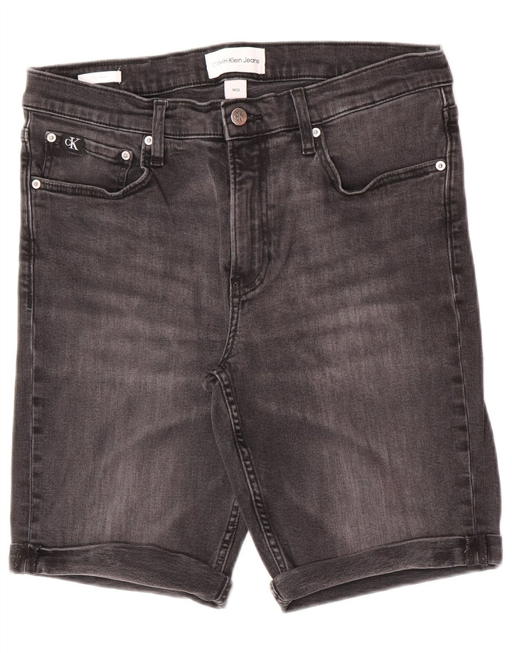 Calvin Klein Pantalones cortos de mezclilla ajustados para hombre W33 Algodón gris medio