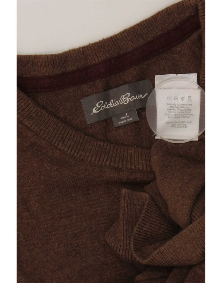 Eddie Bauer - Jersey de cuello redondo para hombre, talla grande, algodón marrón