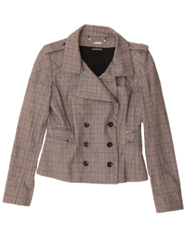 Vintage mujer chaqueta blazer de doble pecho IT 44 cheque gris medio