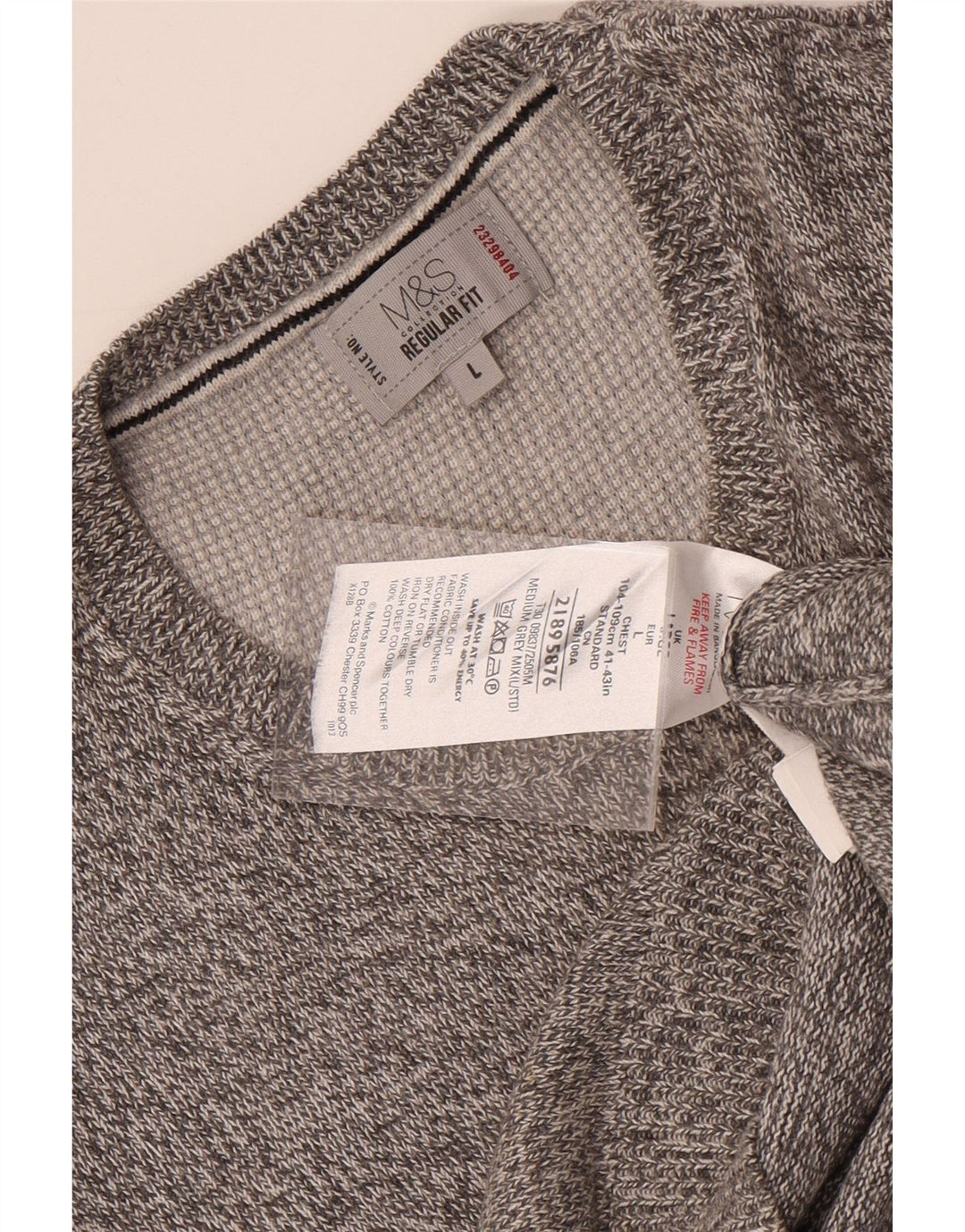 Marks & Spencer - Jersey de cuello redondo para hombre, talla grande, color gris moteado