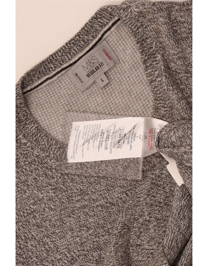 Marks & Spencer - Jersey de cuello redondo para hombre, talla grande, color gris moteado