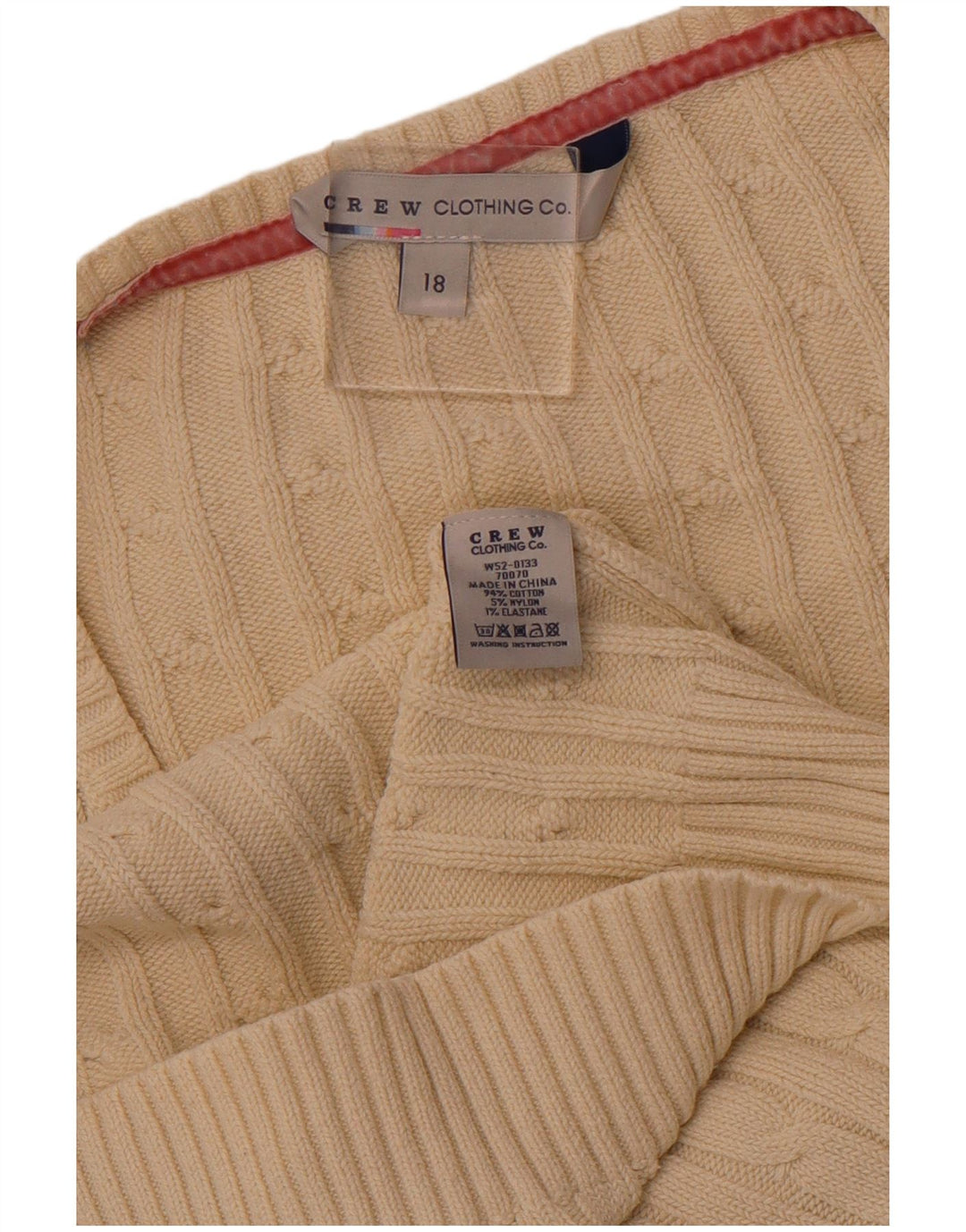 CREW CLOTHING Suéter tipo jersey con cuello en V para mujer UK 18 XL Algodón blanco roto