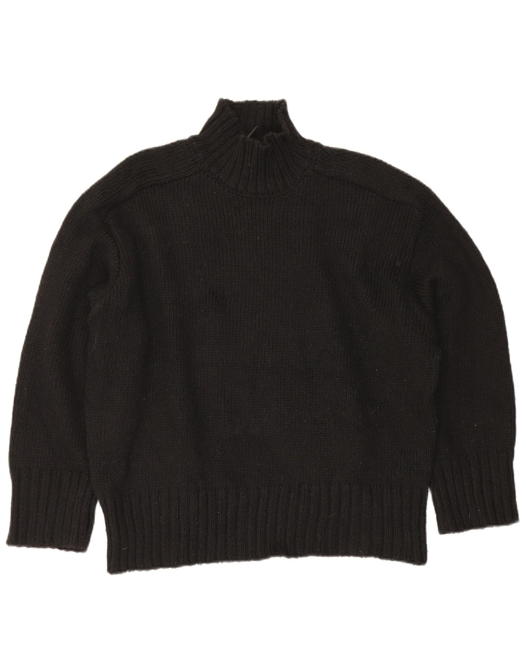 Zara Mujer Suéter De Cuello Alto De Gran Tamaño UK 46 Grande Negro