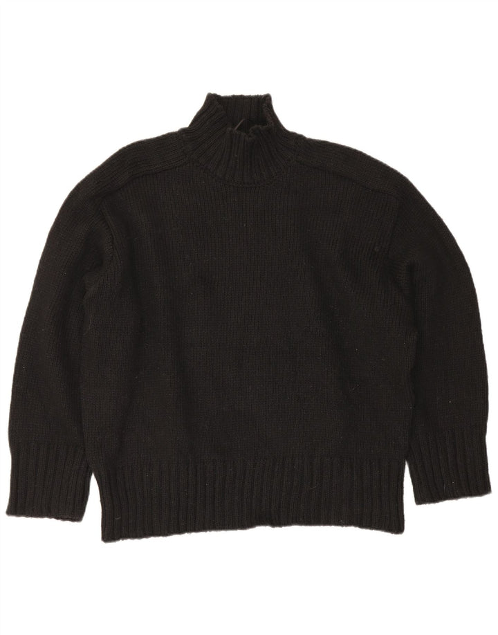 Zara Mujer Suéter De Cuello Alto De Gran Tamaño UK 46 Grande Negro