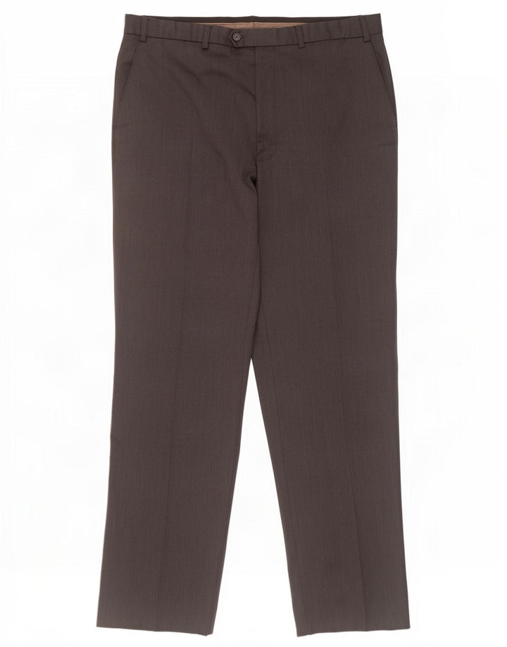 Marks & Spencer Pantalón de traje recto para hombre W38 L33 Lana gris