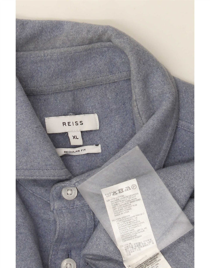 Camisa Reiss Regular Fit XL Algodón Azul Hombre