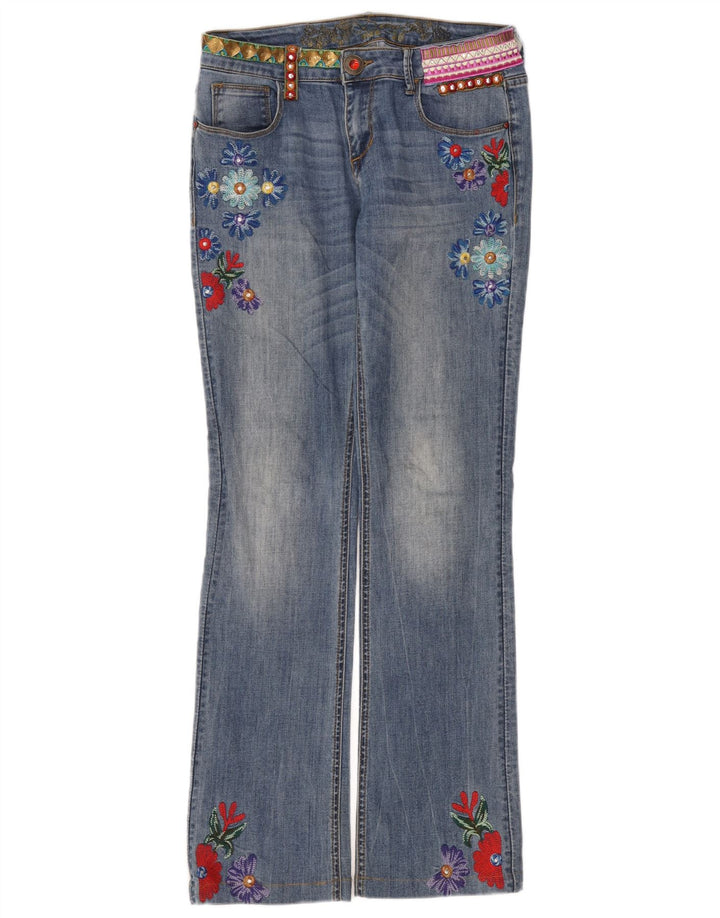 Jeans Desigual Mujer Bootcut W32 L32 Azul Floral