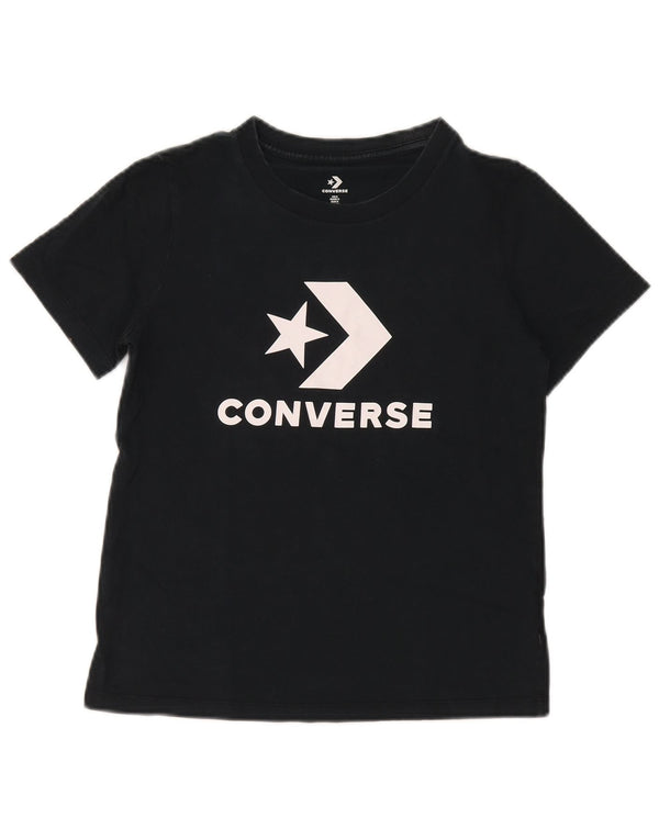 Converse Camiseta gráfica para mujer Top UK 10 Small Black Cotton