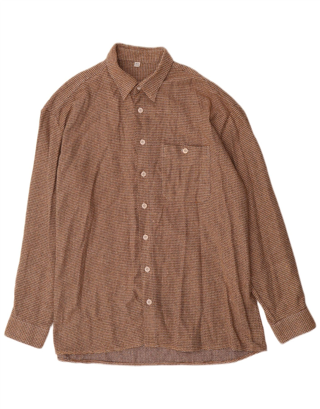 Camisa Vintage Hombre Talla 43 XL Algodón Pata de Gallo Marrón