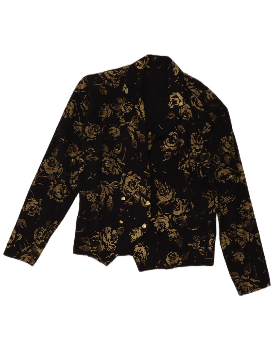 VINTAGE Chaqueta Blazer de doble pecho para mujer EU 36 Pequeño Floral Negro