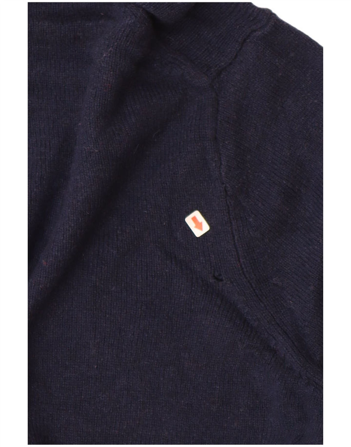 Marks & Spencer Jersey con cuello barco para hombre, talla grande, lana azul marino