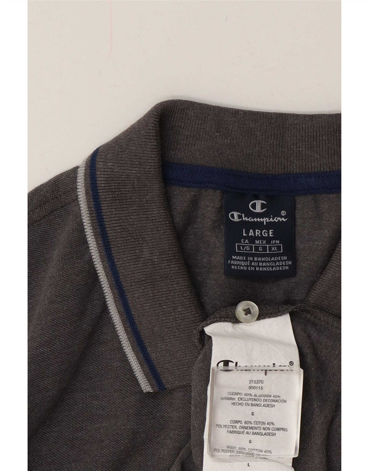 Champion Polo Para Hombre De Algodón A Rayas Gris Grande