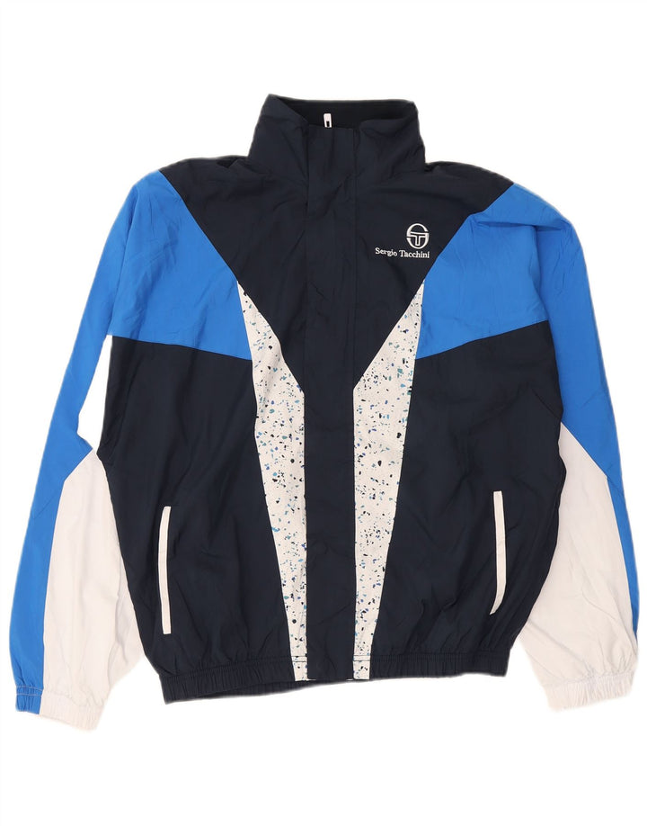Sergio Tacchini Chaqueta de chándal para hombre con bloques de color azul marino mediano