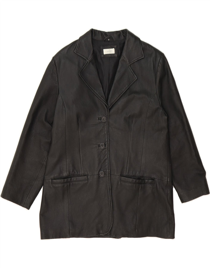 CLASSIC Womens Leather Coat UK 16 Large Black Leather Vintage CLASSIC and Second-Hand CLASSIC from Messina Hembry 