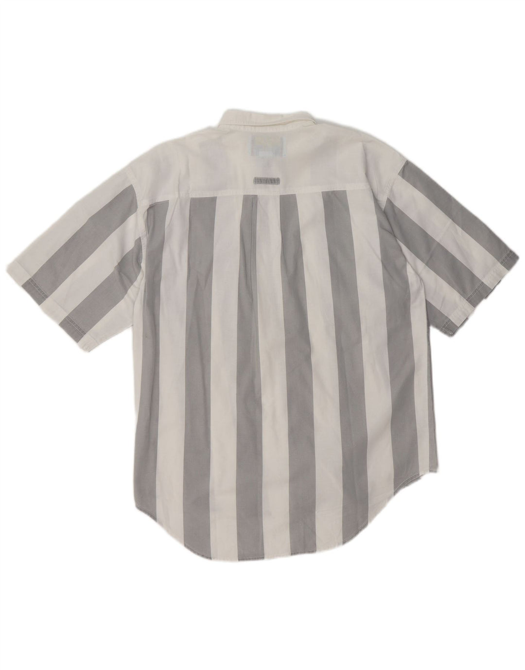 BUGLE BOY Camisa de manga corta para hombre de algodón a rayas blancas medianas