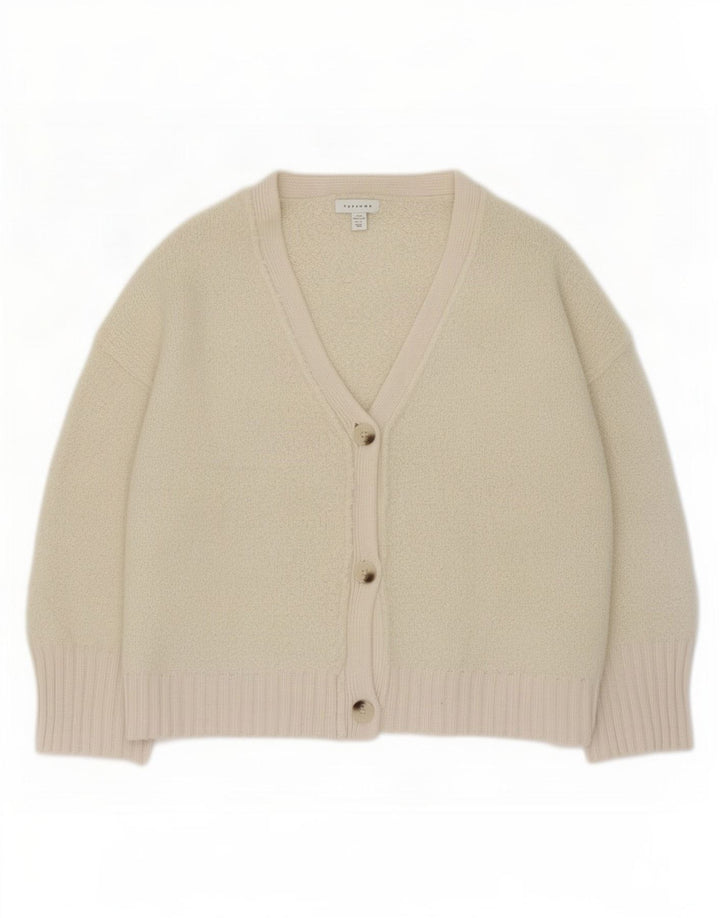Topshop Suéter tipo cárdigan extragrande para mujer UK 10 Small Off White Poliéster