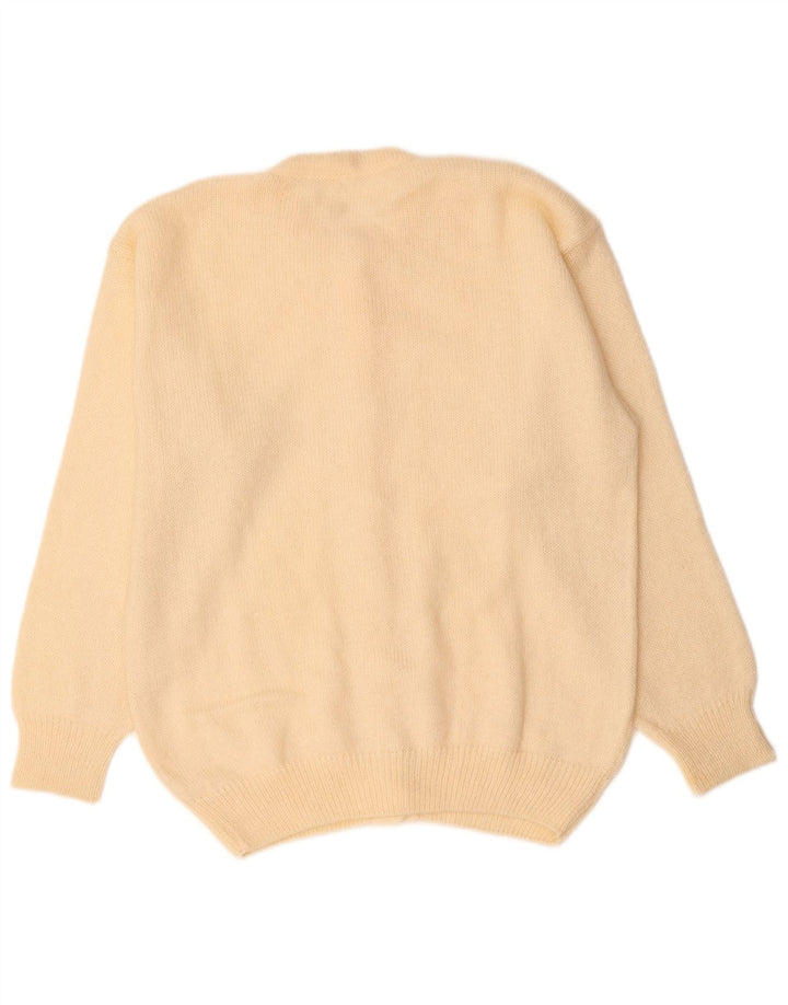 VINTAGE Mujer Cardigan Suéter Reino Unido 14 Medio Off White Mohair